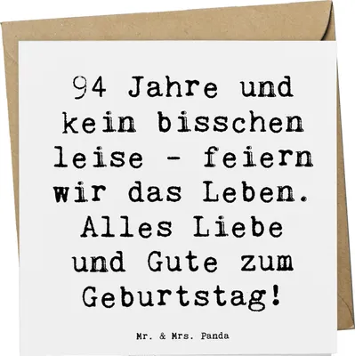 Produktbild von Mr. & Mrs. Panda Grußkarte Spruch 94. Geburtstag - Weiß - Geschenk, Happy Birthday, Alter, besonderes Jubiläum, resilientes Leben, anlasskarte, doppelkarte, Geschenkidee