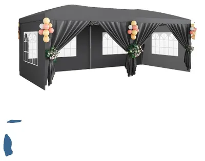 Image de Pavillon, tissu imperméable, parois latérales amovibles, couleur grise