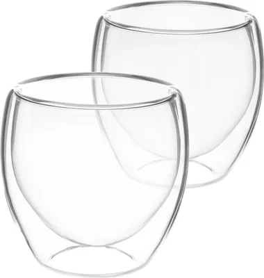 Immagine prodotto di Cheffinger, coppia di bicchieri da caffè a doppia parete da 250 ml con effetto galleggiante, trasparenti