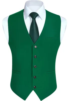 Obrázok produktu pre Pánska vesta, formálny štýl, bavlna, jednofarebná, zelená, veľkosť 3XL