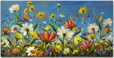 Produktbild von Coloray Bild aus Acryl 120 cm x 60 cm - Gehärtetes Acryl Acrylblock mit Bild Küche Wohnzimmer Wanddekoration Dekoration - Malerei Blumen Wiese