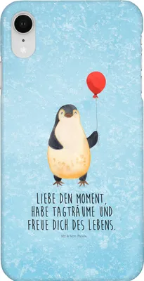 Produktbild von Mr. & Mrs. Panda Iphone XR Handyhülle Pinguin Luftballon - Eisblau - Geschenk, Premium Kunststoff, Liebe, Pinguine, Glück, Handy Case