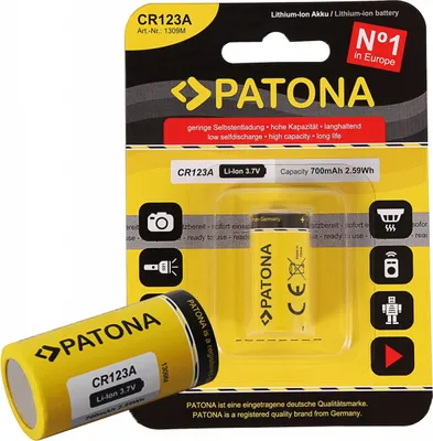 Produktbild von PATONA Akku CR123A 16340 Zelle Li-Ion 3,7V 700mAh