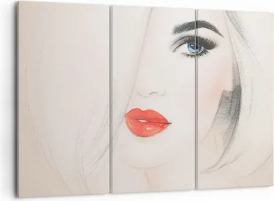 Produktbild von Bild auf Leinwand - Leinwandbild - Frau Gesicht Lippen - 105x70cm - Wand Bild - Wanddeko - Leinwanddruck - Bilder - Kunstdruck - Wanddekoration - Leinwand bilder - Wandkunst - CE105x70-3860