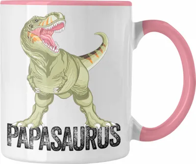 Produktbild von Trendation - Papasaurus Tasse Geschenk für Vater Papa Vatertag Lustiges Geschenk Dinosaurier  (Rosa)