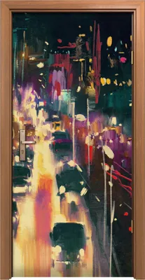 Produktbild von Türposter 90x200 cm Türaufkleber Türtapete Türfolie Klebefolie Lichtspuren auf der Straße bei Nacht