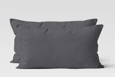 Produktbild von 2er Set Renforcé UNI Kissenhüllen 40x80 cm Kopfkissen Garnitur 100% Baumwolle Mit Reißverschluss anthrazit