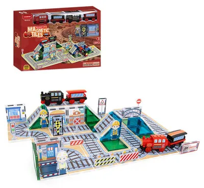 Obrázok produktu pre Magnetická stavebnica Railway City Magnetic Tiles – vláčik a koľajnice, 85 ks