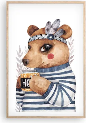 Produktbild von Gerahmtes Poster - Rahmen in heller Eiche - Anthropomorphisierung Bär Kinder - 61x91,5 cm - Wand Bild - Wanddeko - Wandbilder - Kunstposter - Wandposter - Bilderrahmen - Bilder - P2NPA61x91-4367