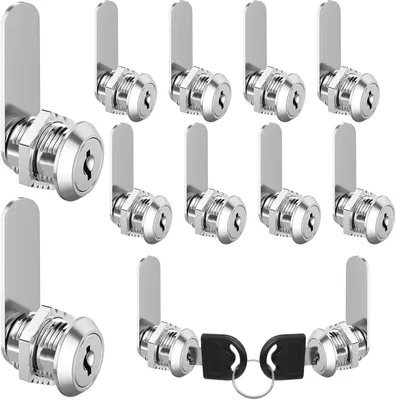 Obrázok produktu pre Zámky do zásuviek, 20 mm, 10 kusov, univerzálny zámok vhodný pre dvere hrúbky do 16 mm, s jedným kľúčom