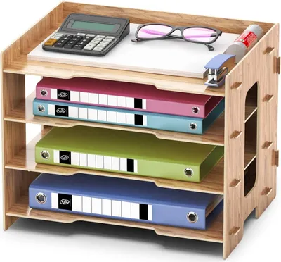 Produktbild von Büro Organizer Briefablage - Büro Organizer Holz - Büro Organizer Schreibtisch Organizer - 4 Ebenen - A4