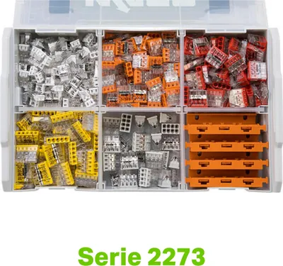 Produktbild von WAGO Verbindungsklemmen-Set 887-953 | 404-teilig, mit verschiedenen Verbindungsdosenklemmen und Befestigungsadapter der Serie 2273 für alle Leiterarte