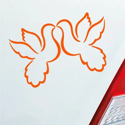 Produktbild von Auto Aufkleber Liebestauben Liebe Love Taube Hochzeit 12x9 cm Orange Sticker Heckscheibenaufkleber