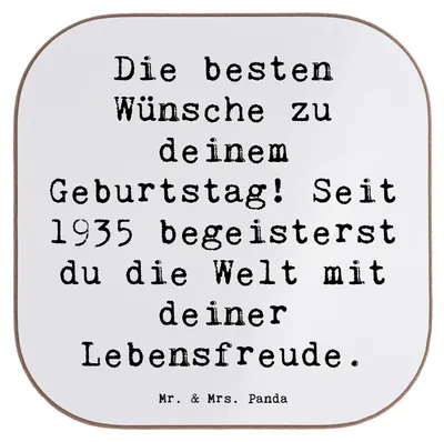 Produktbild von Mr. & Mrs. Panda Untersetzer für Gläser Spruch 1935 Geburtstag - Weiß - Geschenk, Nostalgie, Glas, Coaster, Happy Birthday, feiern, Alter, Geburtstagsgeschenk, Jubiläum