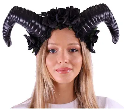 Produktbild von Schwarze Widderhörner mit schwarzen Rosen