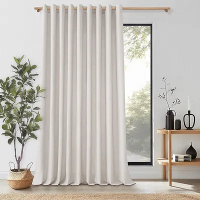 Obrázek produktu pro Poloprůhledné závěsy s vzhledem lnu, s poutky, rozměry 200 x 240 cm