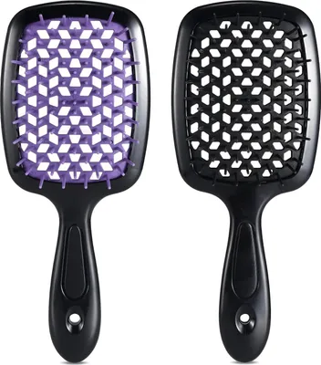 Image de Brosse à cheveux démêlante Lot de 2 poils naturels Violet et Noir