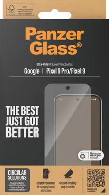 Productafbeelding van PanzerGlass Ultra-Wide Fit Anti-Bacterial Screenprotector voor de Google Pixel 9 / 9 Pro
