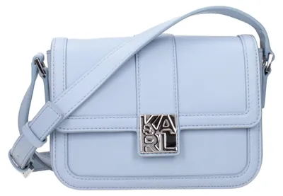 Image de Karl Lagerfeld sac rabat cuir bleu clair, boucle KARL, argenté