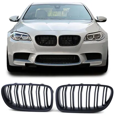 Sport Kühlergrill Doppelsteg SCHWARZ MATT passend für BMW F10 F11 ab 2010-2017 – Produktansicht