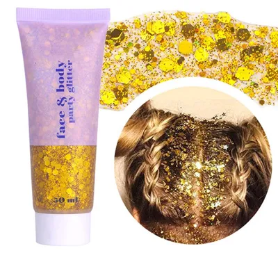Produktbild von Körperglitzer Gel Körperglitter Gesichtsglitzer - 50 ml - Holografisch - Rot, Grün, Weiß, Silber, Gold, Rosa, Blau - Für Gesicht, Körper, Nägel und Haare