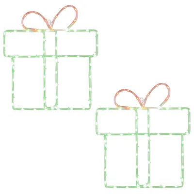 Imagen del producto de vidaXL Adornos navideños LED para ventanas, modelo LOVIISA, 2 unidades, 160 LEDs, color rojo y verde