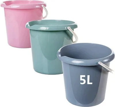 Obrázok produktu pre Sada 3 plastových vedier na domáce použitie s naberačkou a stupnicou, vedrá na upratovanie, vhodné na potraviny