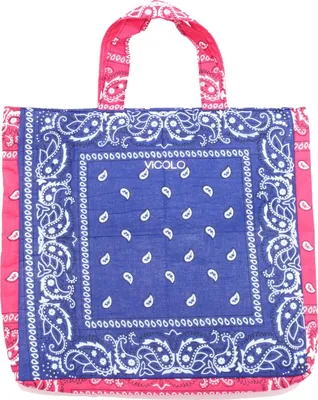 Zdjęcie produktu dla 4594AG torba na zakupy VICOLO niebieska/różowa bawełniana torba na zakupy z efektem vintage