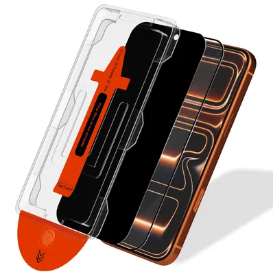 Zdjęcie produktu dla 2-pak iPhone 17 Pro Szkło ochronne na ekran (1 Privacy + 1 przezroczyste) - Szkło hartowane | [Automatyczna instalacja] - Bez bąbelków