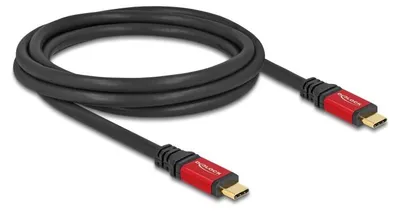 Produktbild von DeLOCK USB 5 Gbps Kabel USB Type-C Stecker zu Stecker PD 3.0 100 W E-Marker 2 m rot Metall, 2 m, USB C, USB C, USB 3.2 Gen 1 (3.1 Gen 1), 5 Gbit/s, Schwarz, Rot