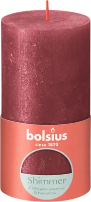 Zdjęcie produktu dla Bolsius Rustic Shimmer Candle Red 130/68mm
