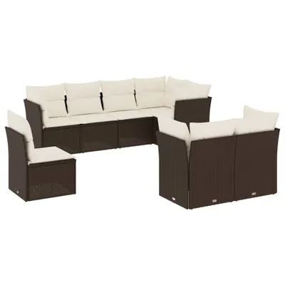 Produktbild von vidaXL 8-tlg. Garten-Sofagarnitur mit Kissen Braun Poly Rattan