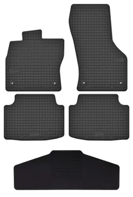 Image de Tapis de sol en caoutchouc + tunnel pour Volkswagen Tiguan II 2016-2024 (crossover) – 5 pièces, noirs, sur mesure