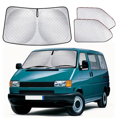 Produktbild von Sonnenschutz Frontscheibe für VW T4, 3-teiliges Set, Thermomatte Fahrerhaus, UV-Schutz Silber