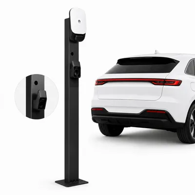 Produktbild von Wallbox Standfuß für Huawei – Metall-Montagepfosten 1 Ladestationen, wetterfest & pulverbeschichtet, 149 cm Höhe, schwarz