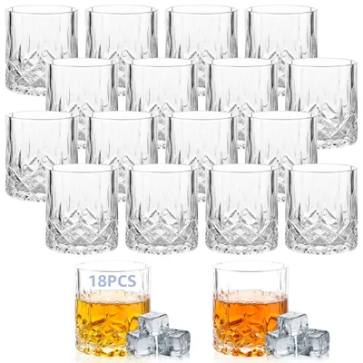 18 Whiskygläser 200 ml Kristallglas mit Relief Tumbler