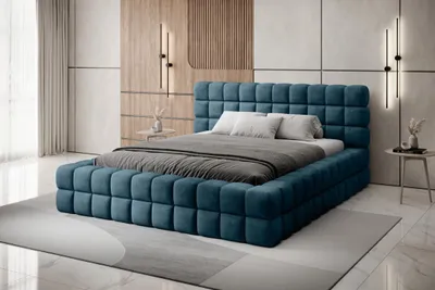 Obrázek produktu pro Čalouněná postel s úložným prostorem 160x200 DELVIRO - modrá