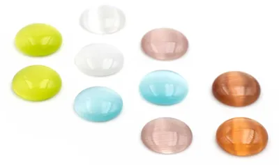 Produktbild von Vintageparts Cabochon Cateye Glas bunt 10 mm, 10 Stück