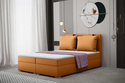Produktbild von Boxspringbett Schlafzimmerbett MATRO 120x200cm in Stoff Soro Orange