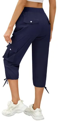 Obrázok produktu pre Omgoods – Dámske capri nohavice s 6 vreckami a elastickým pásom