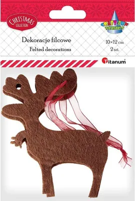 Produktbild von Filcowe zawieszki renifery brązowe z czerwonymi wstążkami 2 szt.