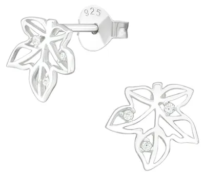 Produktbild von Ohrstecker Blatt: Ohrringe Silber 925 mit Zirkonia