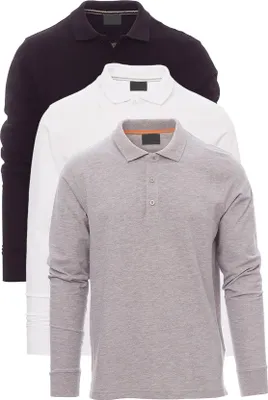Produktbild von Mivaro Herren 3er Pack Poloshirt Langarm - aus reiner Baumwolle - Regular Fit - Polo Shirt mit Knopfleiste und Kragen - atmungsaktiv und hautfreundlich ideal für Arbeit Freizeit und Büro
