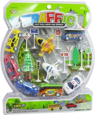 Immagine prodotto di Set di auto + cartelli 8 pezzi