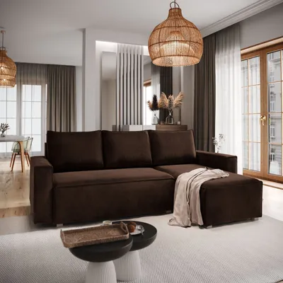 Produktbild von Masseno Ecksofa SILES mit Schlaffunktion L-Form, Sofa mit Bettkasten, Wohnzimmersofa, Couch, Soffa, Bettsofa, Couchgarnitur- Braun, MONOLITH 29