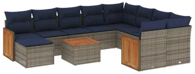 Image de Banc d'extérieur - Banc de jardin - Banc de repos - Mobilier de jardin - Canapé lounge - Rotin synthétique résistant aux intempéries