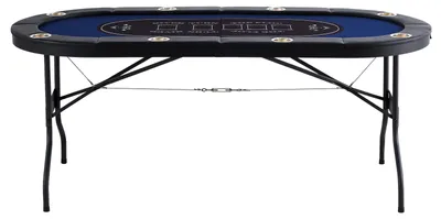 Produktbild von Casino Pokertisch Klappbare Tischbeine 1830 x 820 x 720 mm (L x B x H), Faltbarer Pokertisch, Schwarz & Blau Pokerauflage Klapptisch für 8 Spieler