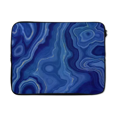 Produktbild von MuchoWow® Laptop Hülle 17 Zoll Laptoptasche Blau - Achat - Steine - Zipper - Schutzabdeckung