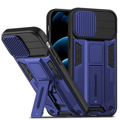 Immagine prodotto di Custodia protettiva per Apple iPhone 12 Pro Max, cover, bumper, etui con funzione stand, colore: blu navy