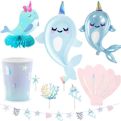 Produktbild von Partyset Narwal Geburtstagsdeko zum Kindergeburtstag Unterwasser